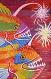 'Fishes with lanterns', Denisova Katya, 10 years. Zugres