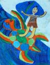 ‘Person on turtle’, Karolina Dzhikaev, 9 years, (teacher Helga Laik), Tallinn (Estonia) 