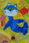 ‘Dark blue wonderful cat’, Vadim Bruy, 7 years, (teacher A.N.Kimerina), Dobropolie