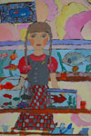 ‘Self-portrait with fishes’, Alina Pestova, 9 years, (teacher A.N.Garifulina), Nizhniy Tagil