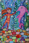 ‘Girl and Dolphin’, Valeria Barannik, 10 years, (teacher E.V.Nedavnyaya), Izyum