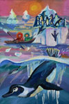 ‘Sunrise at the land of ice and penguins’, Yelizaveta Bugaeva, 12 years, (teacher I.N.Bataliya), Krivoy Rog