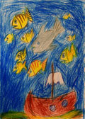 ‘At the bottom of the sea’, Viktor Vysitskiy, 7 years, (teacher O.V.Dashivets), Novoselivka