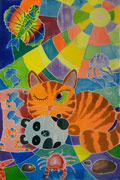 ‘Red cat dreams’, Marina Voloshina, 10 years, (teacher N.K. Ovcharenko), Belovodsk