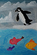 ‘The first fishing of the penguin’, Adelina Pavlova, 6 years, (teacher I. I. Troeva), Yakutsk (Republic Sakha (Yakutia)