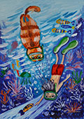 ‘Underwater travel’, Maksim Stadnikov, 9 years, (teacher T.. Kravtsova), Privolye