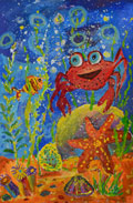 ‘Underwater party’, Emilia Manzhola, 7 years old, (teacher O.O. Lysenko), Golovanivsk