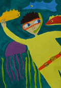 ‘Underwater swimming’, Ariia Rymarenko, 9 years old, (teacher O.V. Obukhova), Zarichne
