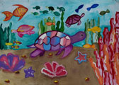 ‘Underwater inhabitants’, Varvara Tretiak, 9 years old, (teacher O.R. Kozhukhivska), Kyiv