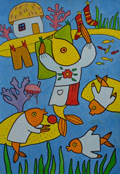 ‘Cheerful family’, Nadiia Kryvoruchko, 10 years old, (teacher O.V. Obukhova), Samar