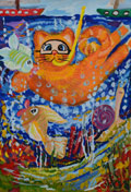 ‘Kitten and sea friends’, Yelyzaveta Sokil, 10 years old, (teacher N.V. Kolesnikova), Pidvolochysk