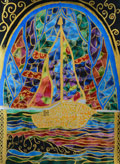 ‘Ship in the glow of stained glass’, Arina Povkh, 14 years old, (teacher N.Y. Bagola), Gorodok
